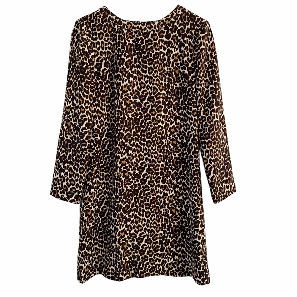 J Crew Animal Print Dress Cheetah Print Long Sleeve Size 6